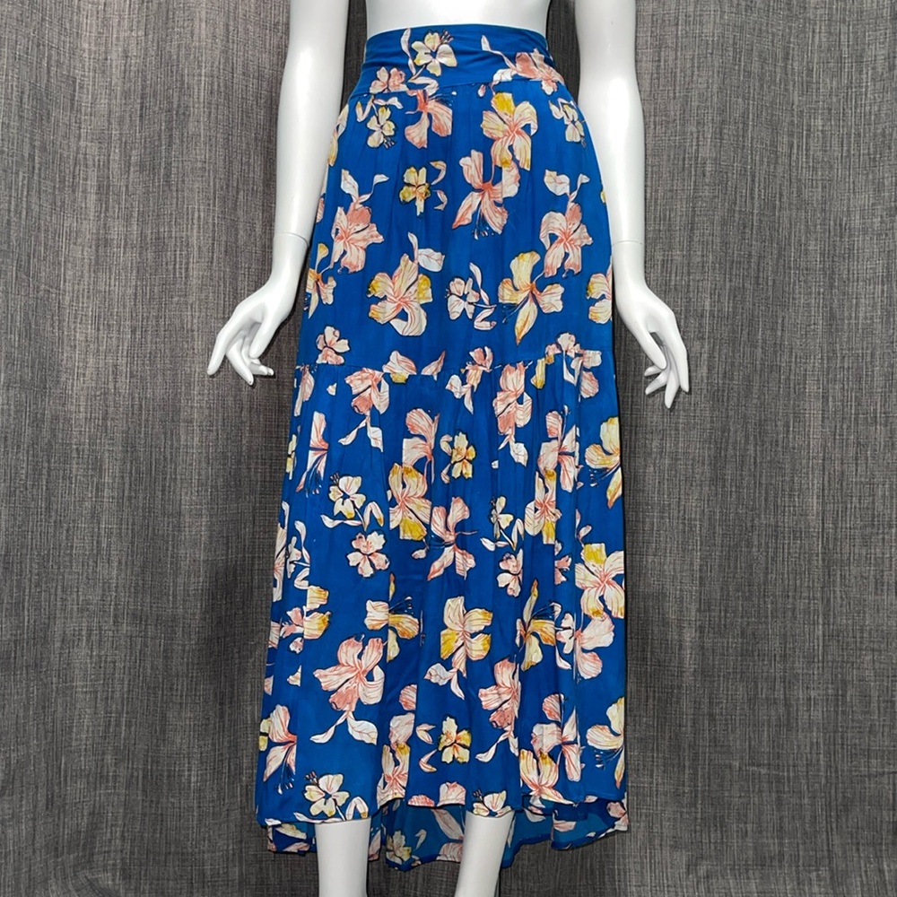NWT XIX Palms Waimanalo Tropical Floral Print Uneven Hem Maxi Skirt XS/S